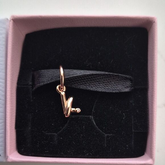 Pandora Rose Gold 'K' Letter Charm - Picture 8 of 16